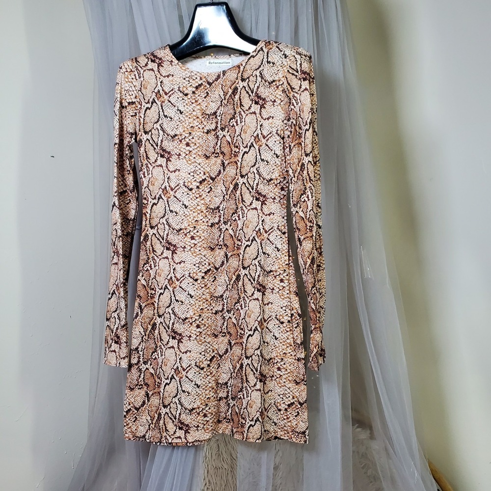 Reformation Jaz Python Snakeskin Print Mini Dress… - image 3